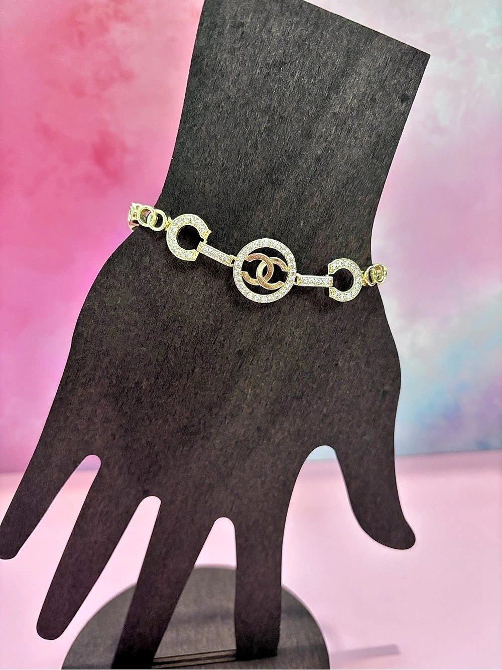 Crystal CC Logo Chain Bracelet